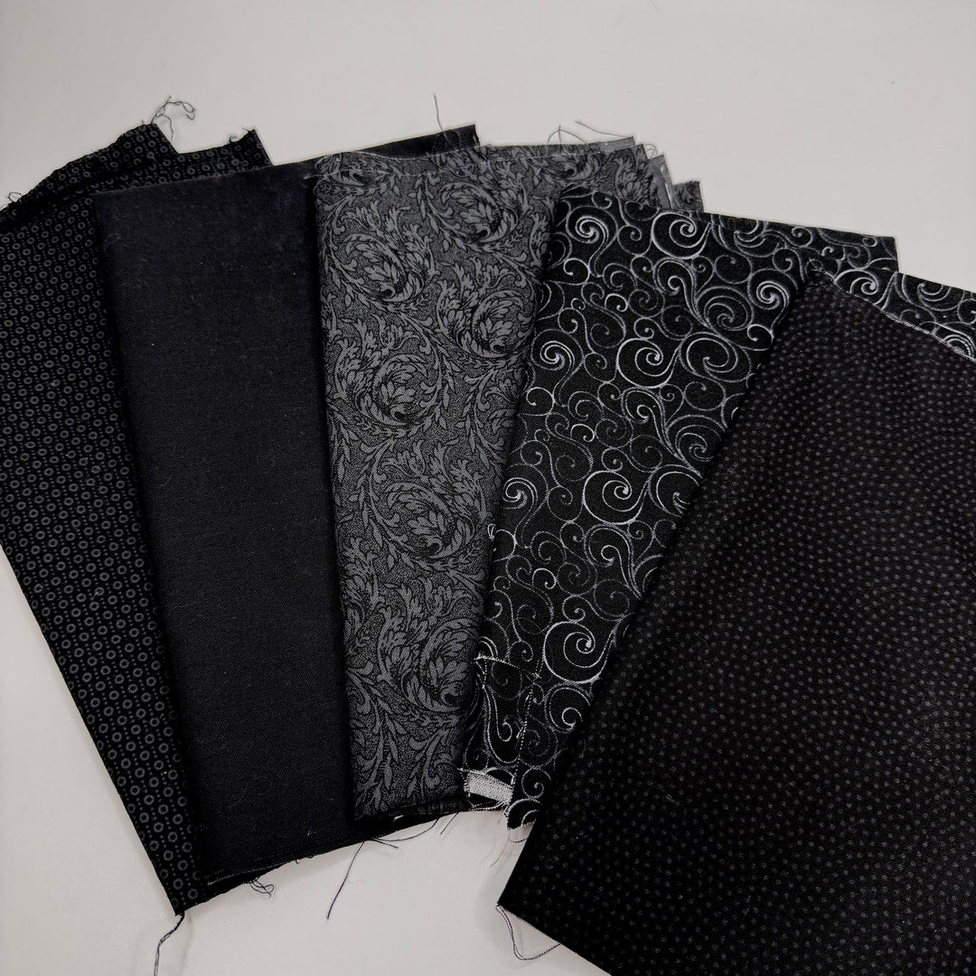 Quilting 5 Pack - Cotton Woven - Black Floral - True Deadstock fabric Fabric by private - Sustainable Textile | FABCYCLE