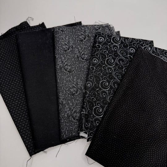 Quilting 5 Pack - Cotton Woven - Black Floral - True Deadstock fabric Fabric by private - Sustainable Textile | FABCYCLE