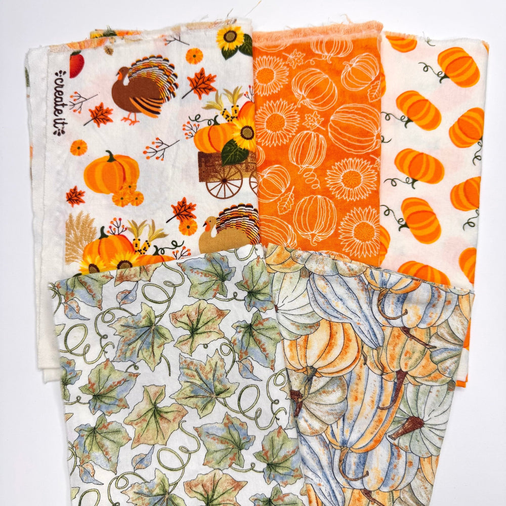 Quilting 5 Pack - Cotton Woven - Orange Multi Pumpkins - True Deadstock fabric Fabric by private - Sustainable Textile | FABCYCLE