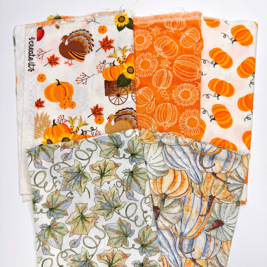 Quilting 5 Pack - Cotton Woven - Orange Multi Pumpkins - True Deadstock fabric Fabric by private - Sustainable Textile | FABCYCLE