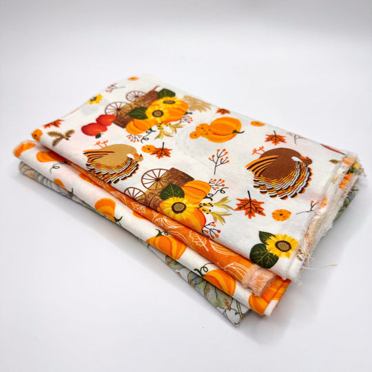 Quilting 5 Pack - Cotton Woven - Orange Multi Pumpkins - True Deadstock fabric Fabric by private - Sustainable Textile | FABCYCLE