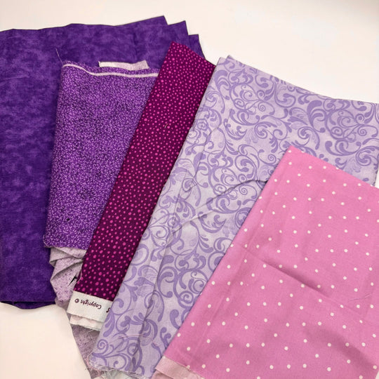 Quilting 5 Pack - Cotton Woven - Purple/Pink Polka Dots - True Deadstock fabric Fabric by private - Sustainable Textile | FABCYCLE