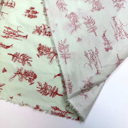 Quilting As Therapy - Cotton Woven - Light Green/Red Floral - 2.75M Bundle - True Deadstock fabric Fabric by private - Sustainable Textile | FABCYCLE