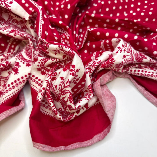 Quilting Fever - Vintage Cotton Woven - Dark White/Red Polka Dots - 3.75M Bundle - True Deadstock fabric Fabric by private - Sustainable Textile | FABCYCLE