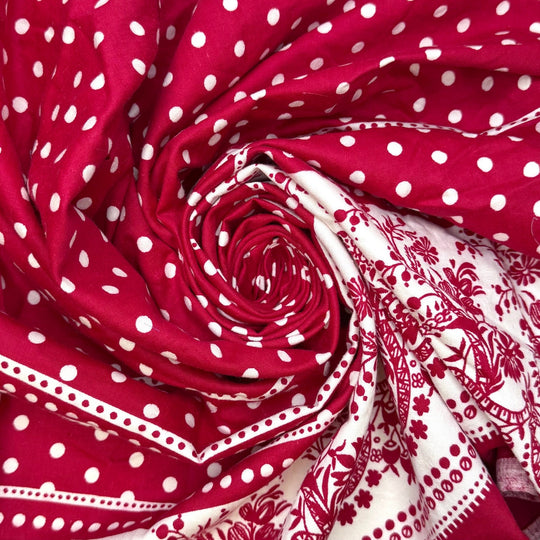 Quilting Fever - Vintage Cotton Woven - Dark White/Red Polka Dots - 3.75M Bundle - True Deadstock fabric Fabric by private - Sustainable Textile | FABCYCLE
