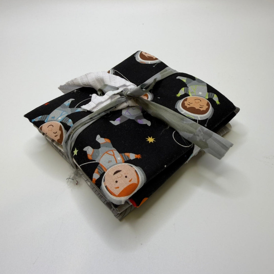 Quilting In Space - Cotton Woven - Grey Multi Space Motif - Quilting 5 Pack - True Deadstock fabric Fabric by private - Sustainable Textile | FABCYCLE