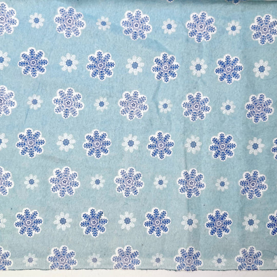 Quilting Is Snow Cool - Brushed Flanelette Cotton Woven - Light White/Blue Snowflakes - 3M Bundle - True Deadstock fabric Fabric by private - Sustainable Textile | FABCYCLE