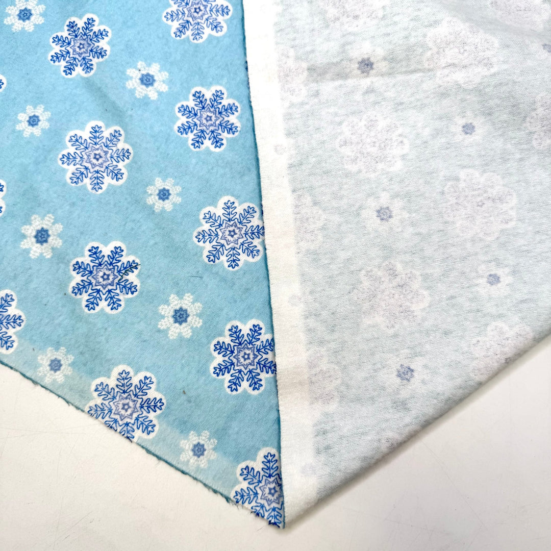 Quilting Is Snow Cool - Brushed Flanelette Cotton Woven - Light White/Blue Snowflakes - 3M Bundle - True Deadstock fabric Fabric by private - Sustainable Textile | FABCYCLE