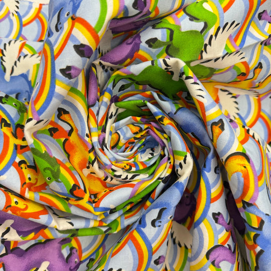 Quilting Magic - Brushed Flanel Cotton Woven - Multi Rainbows And Winged Horses - 2.65M Bundle - True Deadstock fabric Fabric by private - Sustainable Textile | FABCYCLE