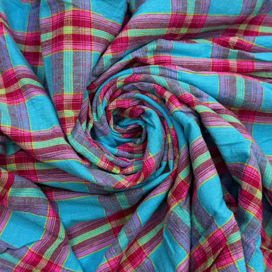 Quilting On My Mind - Cotton Woven - Blue/Pink Plaid - 2M Bundle - True Deadstock fabric Fabric by private - Sustainable Textile | FABCYCLE