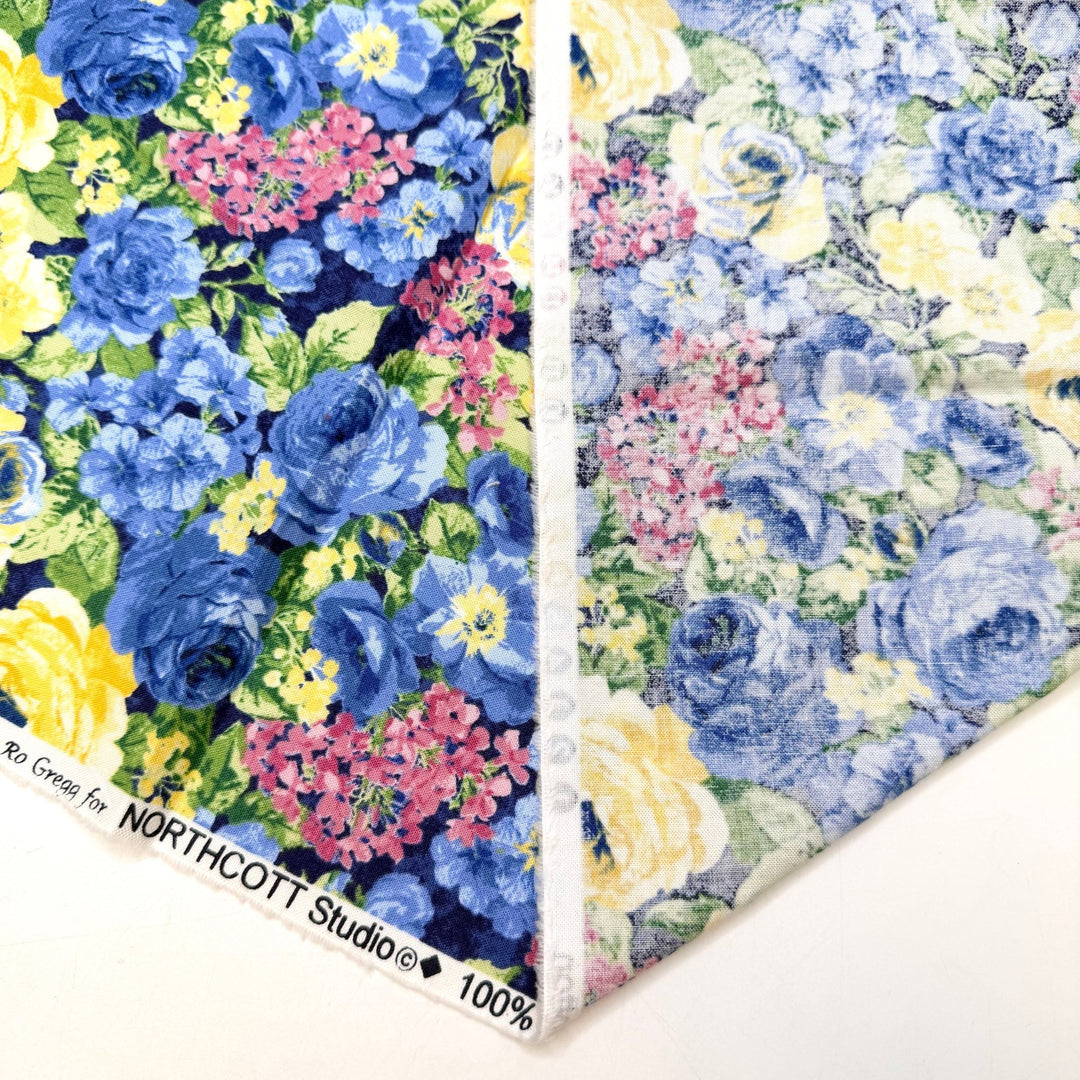 Quilting Room - Cotton Woven - Blue/Yellow Floral - 1M Bundle - True Deadstock fabric Fabric by private - Sustainable Textile | FABCYCLE