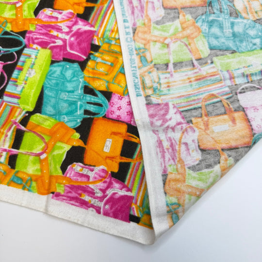 Quilting Shopping Spree - Brushed Flanelette Cotton Woven - Orange Multi Purses - 2.6M Bundle - True Deadstock fabric Fabric by private - Sustainable Textile | FABCYCLE