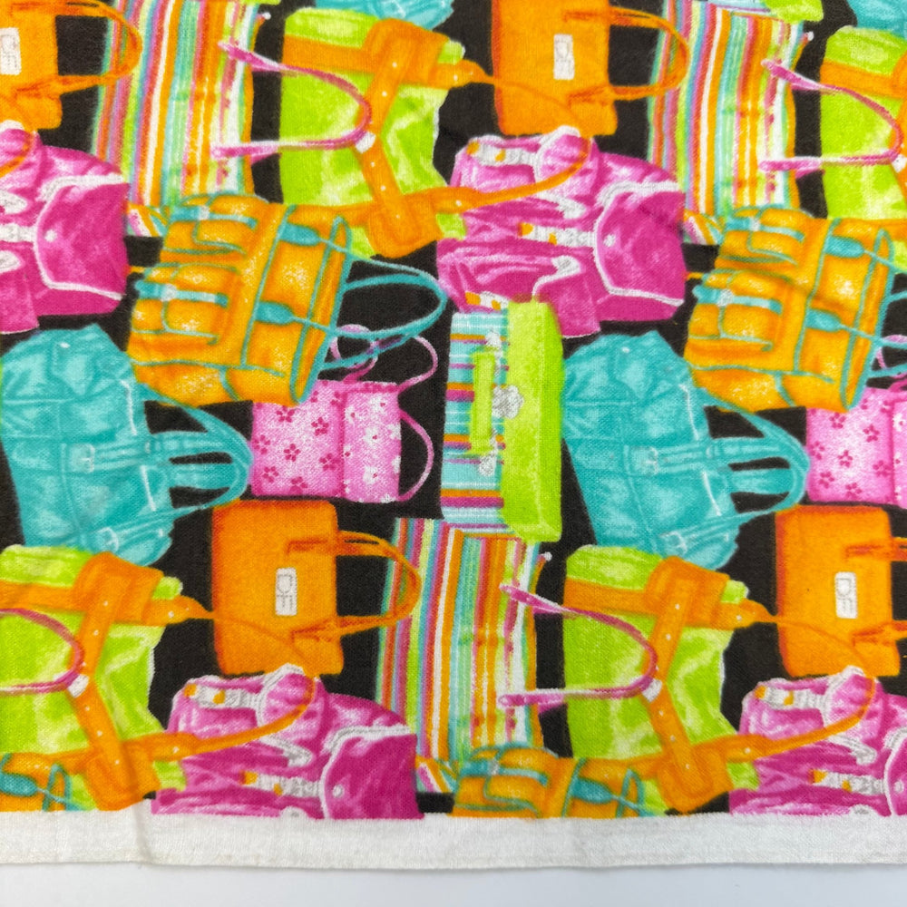 Quilting Shopping Spree - Brushed Flanelette Cotton Woven - Orange Multi Purses - 2.6M Bundle - True Deadstock fabric Fabric by private - Sustainable Textile | FABCYCLE