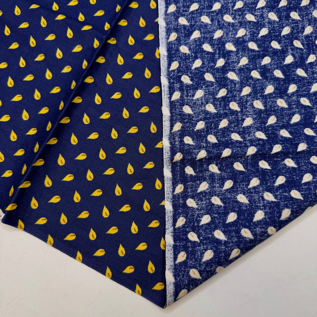 Quilting Up A Storm - Cotton Woven - Navy/Yellow Floral - 1M Bundle - True Deadstock fabric Fabric by private - Sustainable Textile | FABCYCLE