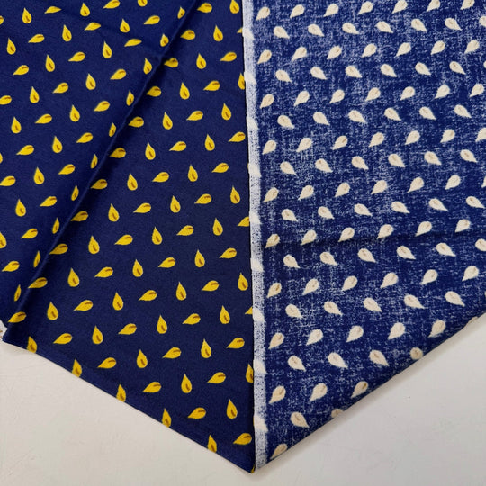 Quilting Up A Storm - Cotton Woven - Navy/Yellow Floral - 1M Bundle - True Deadstock fabric Fabric by private - Sustainable Textile | FABCYCLE