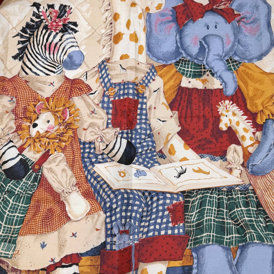 Quilting With Friends - Vintage Cotton Woven - Beige Multi Stuffed Animal Tea Party - 0.8M Bundle - True Deadstock fabric Fabric by private - Sustainable Textile | FABCYCLE
