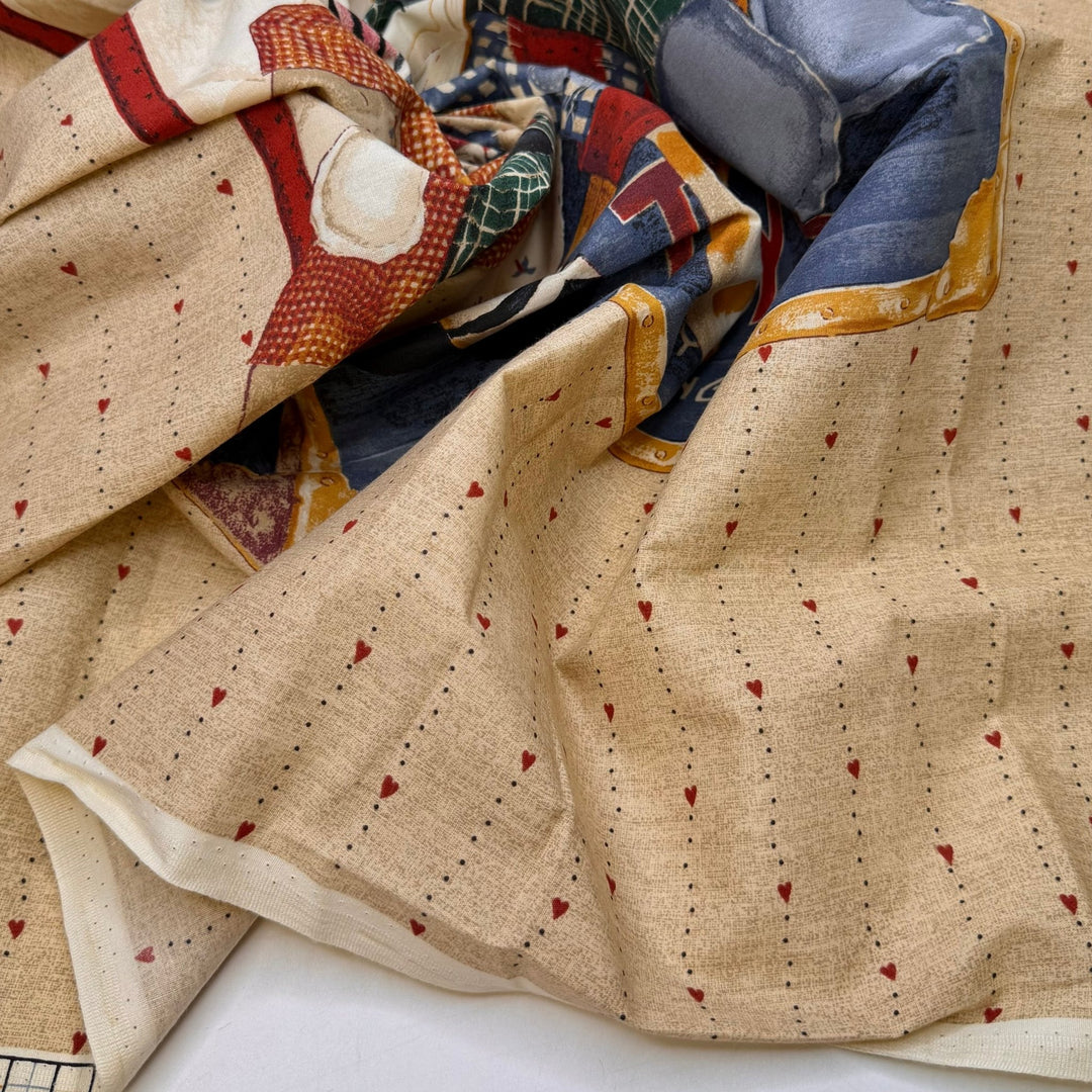 Quilting With Friends - Vintage Cotton Woven - Beige Multi Stuffed Animal Tea Party - 0.8M Bundle - True Deadstock fabric Fabric by private - Sustainable Textile | FABCYCLE