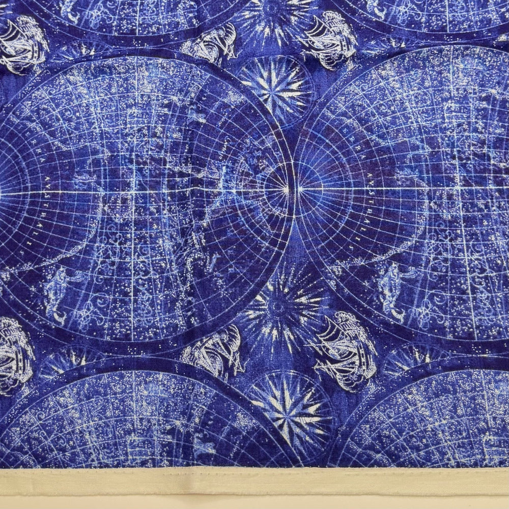 Quilts That Tell A Story - Cotton Woven - Dark Blue/White Sailing Map - 0.85M Bundle - True Deadstock fabric Fabric by private - Sustainable Textile | FABCYCLE