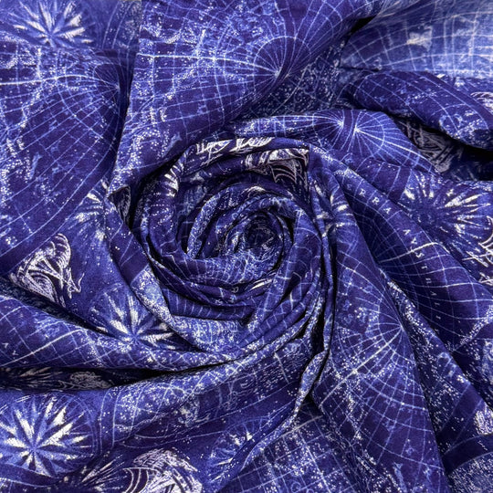 Quilts That Tell A Story - Cotton Woven - Dark Blue/White Sailing Map - 0.85M Bundle - True Deadstock fabric Fabric by private - Sustainable Textile | FABCYCLE