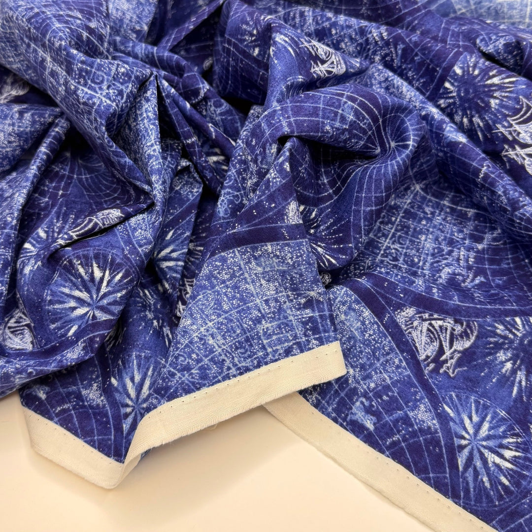 Quilts That Tell A Story - Cotton Woven - Dark Blue/White Sailing Map - 0.85M Bundle - True Deadstock fabric Fabric by private - Sustainable Textile | FABCYCLE