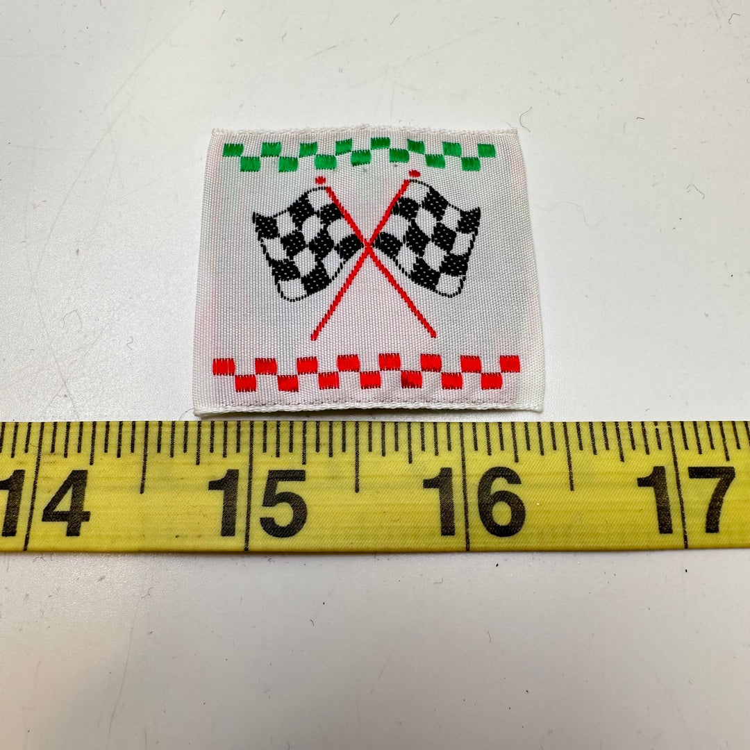Racing Flag Tag Applique - White Multi - Individual - True Deadstock supplies Fabric by private - Sustainable Textile | FABCYCLE