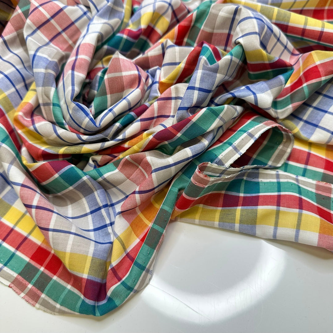 Rainbow Sprinkles - Polyester Blend Woven - Multi Plaid - 2M Bundle - True Deadstock fabric Fabric by private - Sustainable Textile | FABCYCLE