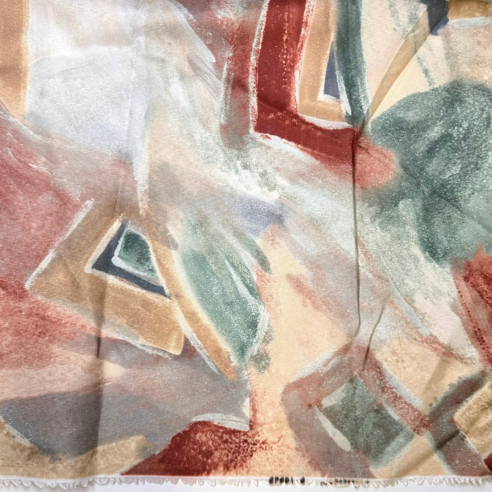 Rainy Days In The Woods - Vintage Polyester Blend Woven - Green/Burgundy Abstract - Bundles - True Deadstock fabric Fabric by private - Sustainable Textile | FABCYCLE