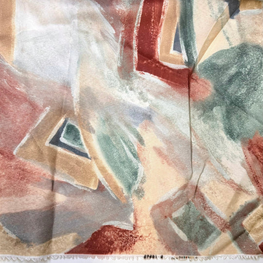 Rainy Days In The Woods - Vintage Polyester Blend Woven - Green/Burgundy Abstract - Bundles - True Deadstock fabric Fabric by private - Sustainable Textile | FABCYCLE