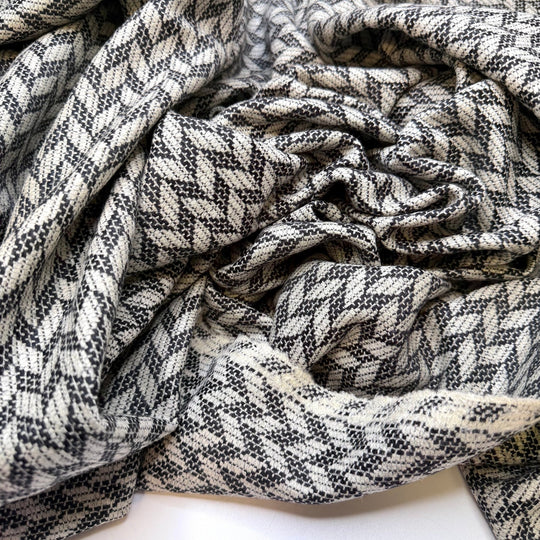 Random Acts Of Kindness - Tweed Wool Woven - White/Black Geometric - 2.9M Bundle - True Deadstock fabric Fabric by private - Sustainable Textile | FABCYCLE