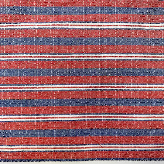 Reading A Book While Sunbathing - Poly/Cotton Woven - Red Multi Stripes - 1.15M Bundle - True Deadstock fabric Fabric by private - Sustainable Textile | FABCYCLE