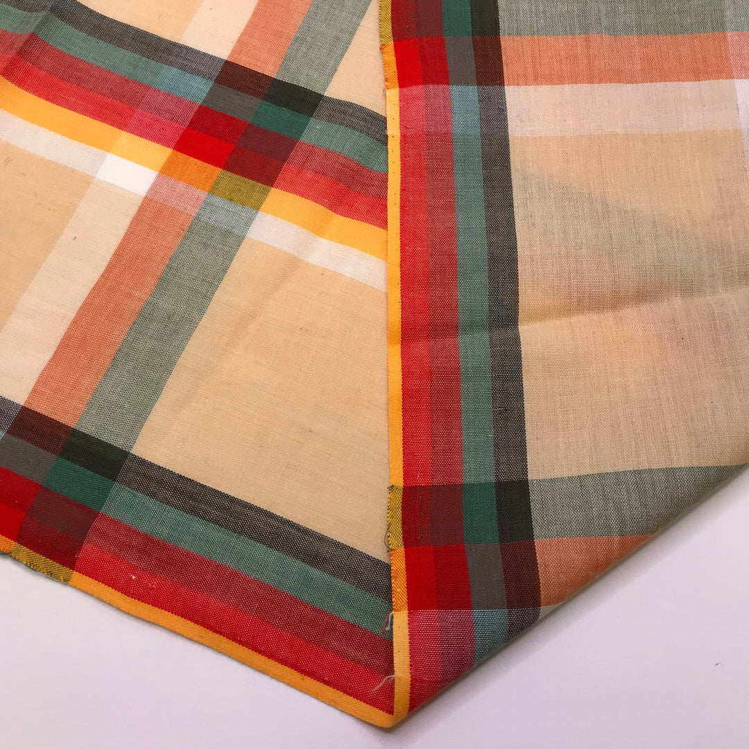 Reading Rainbow - Vintage Cotton Blend Woven - Light Beige Multi Plaid - 1.75M Bundle - True Deadstock fabric Fabric by private - Sustainable Textile | FABCYCLE