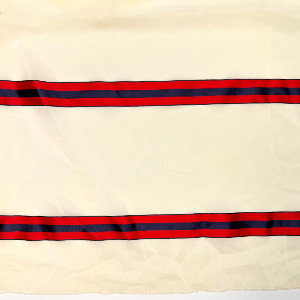 Ready For Prom - Silk Woven - Cream/Red Stripes - 2.35M Bundle - True Deadstock fabric Fabric by private - Sustainable Textile | FABCYCLE