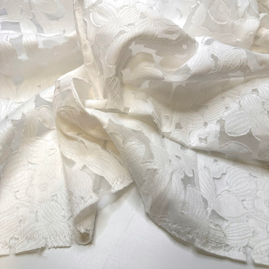 Receiving An Award - Lace Polyester Blend Woven - White Floral - Bundles - True Deadstock fabric Fabric by private - Sustainable Textile | FABCYCLE