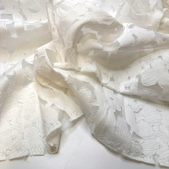 Receiving An Award - Lace Polyester Blend Woven - White Floral - Bundles - True Deadstock fabric Fabric by private - Sustainable Textile | FABCYCLE