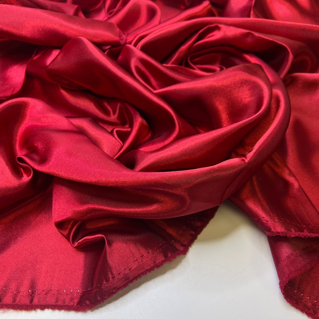 Record Player - Satin Polyester Blend Woven - Red - 2M Bundle - True Deadstock fabric Fabric by private - Sustainable Textile | FABCYCLE