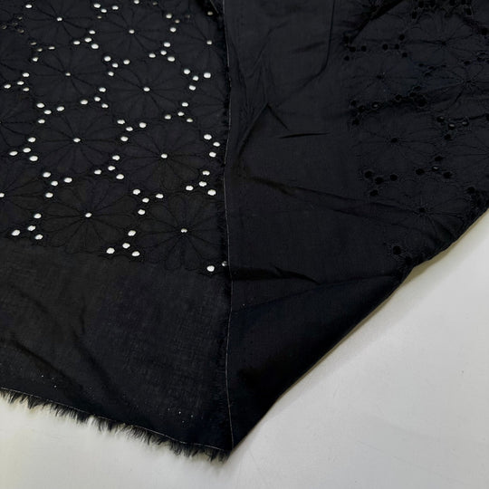 Recycled Crafts - Eyelet Cotton Woven - Black Floral - 3.2M Bundle - True Deadstock fabric Fabric by private - Sustainable Textile | FABCYCLE