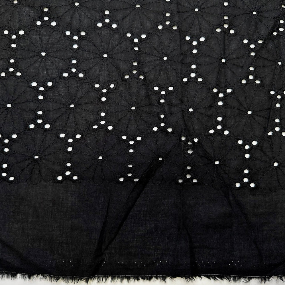 Recycled Crafts - Eyelet Cotton Woven - Black Floral - 3.2M Bundle - True Deadstock fabric Fabric by private - Sustainable Textile | FABCYCLE