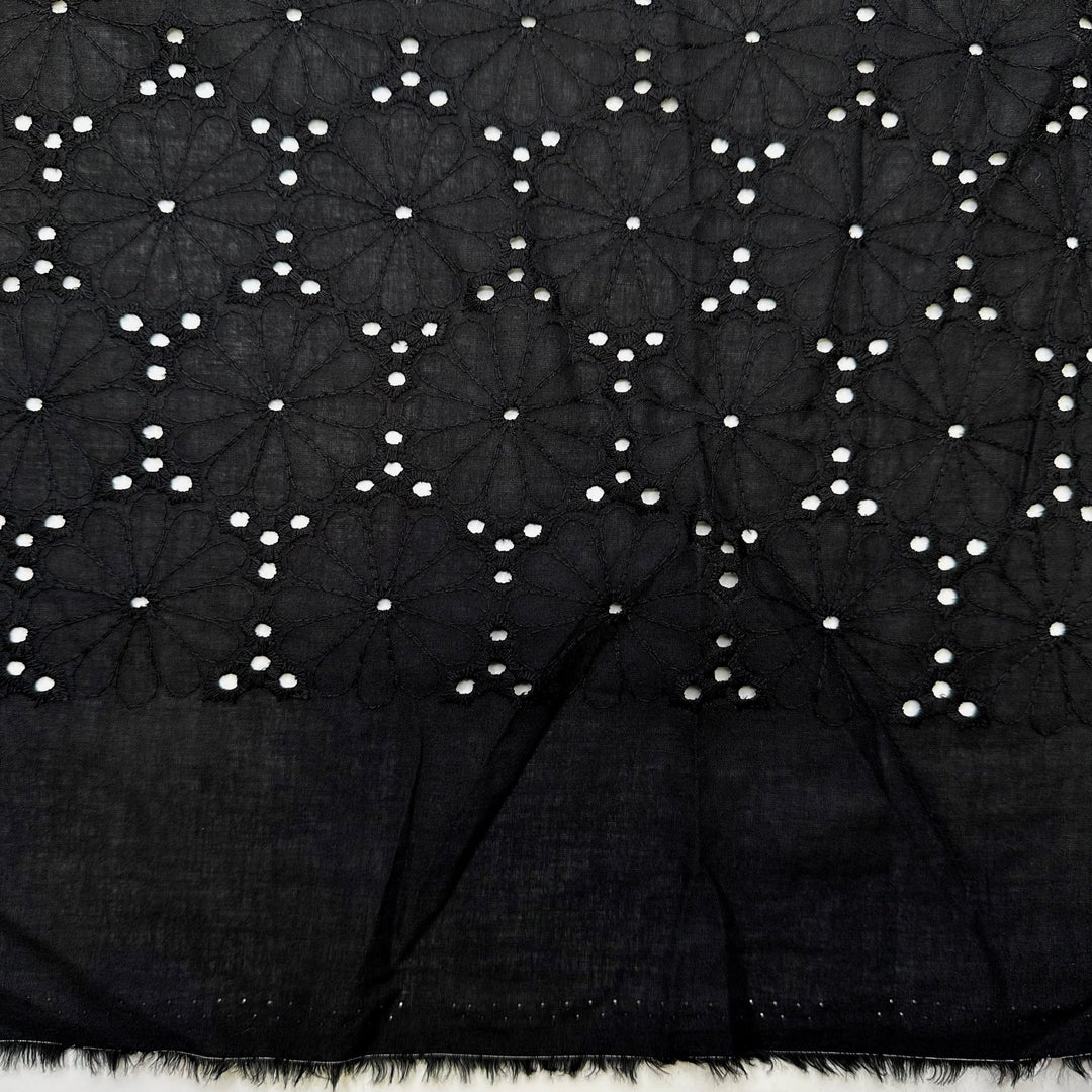 Recycled Crafts - Eyelet Cotton Woven - Black Floral - 3.2M Bundle - True Deadstock fabric Fabric by private - Sustainable Textile | FABCYCLE