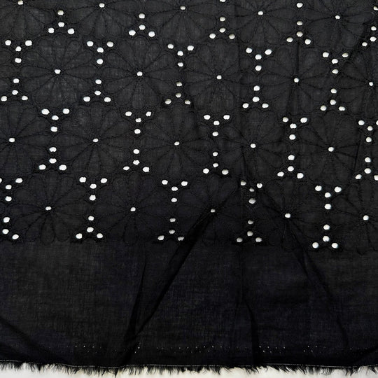 Recycled Crafts - Eyelet Cotton Woven - Black Floral - 3.2M Bundle - True Deadstock fabric Fabric by private - Sustainable Textile | FABCYCLE