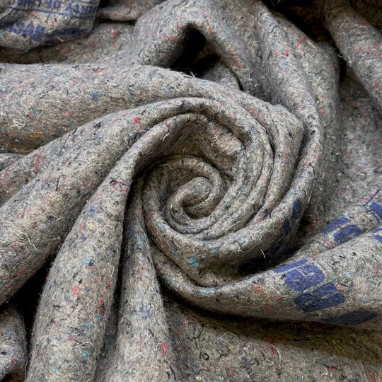 Recycled Luxury - Shoddy Blankets Natural Blend Woven - Light Grey/Blue - Bundles - True Deadstock fabric Fabric by private - Sustainable Textile | FABCYCLE