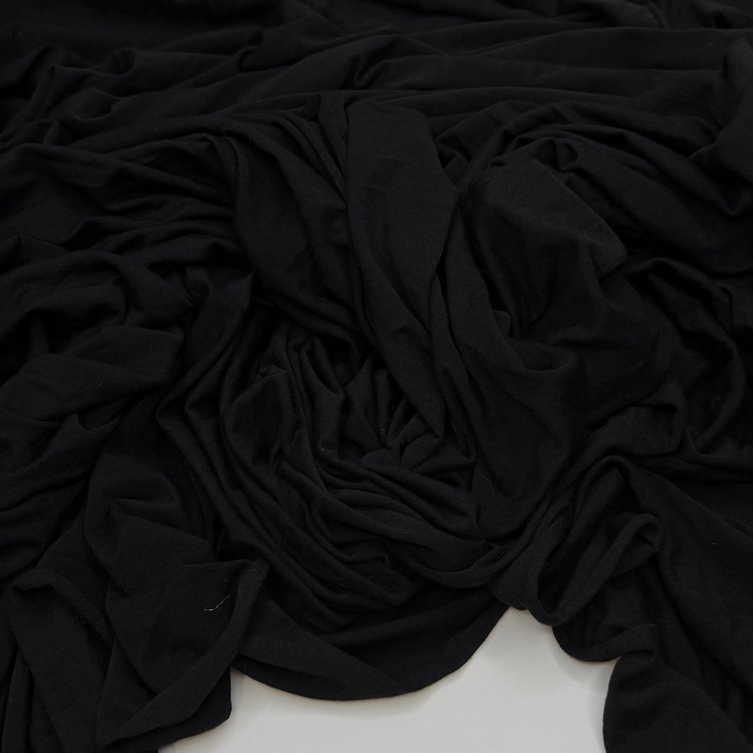 Reducing Pollution - Tubular Rib Knit Cotton Blend Knit - Black - 2.9M Bundle - True Deadstock fabric Fabric by private - Sustainable Textile | FABCYCLE
