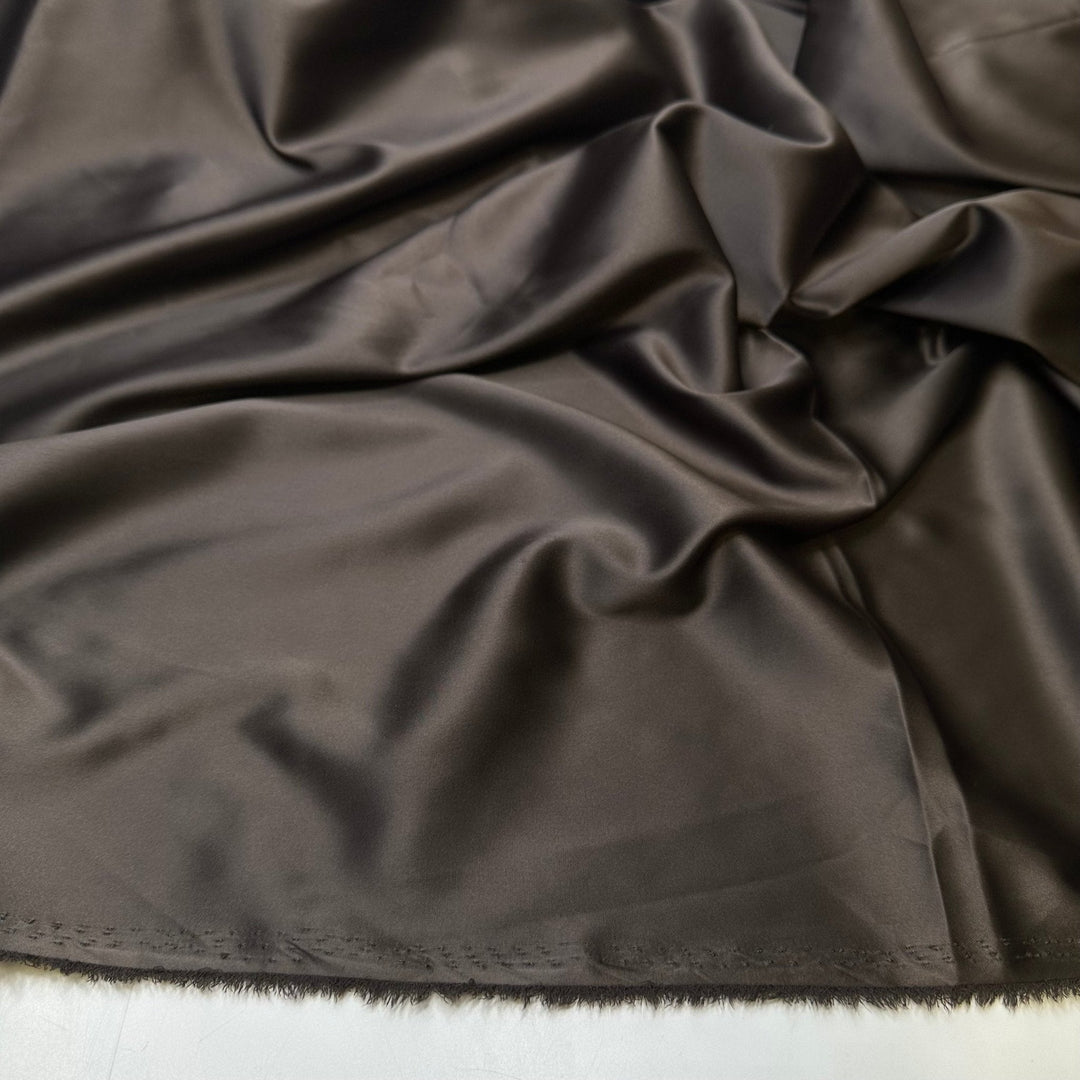 Refill The Chocolate Fondue - Satin Poly Woven - Dark Brown - 3M Bundle - True Deadstock fabric Fabric by private - Sustainable Textile | FABCYCLE