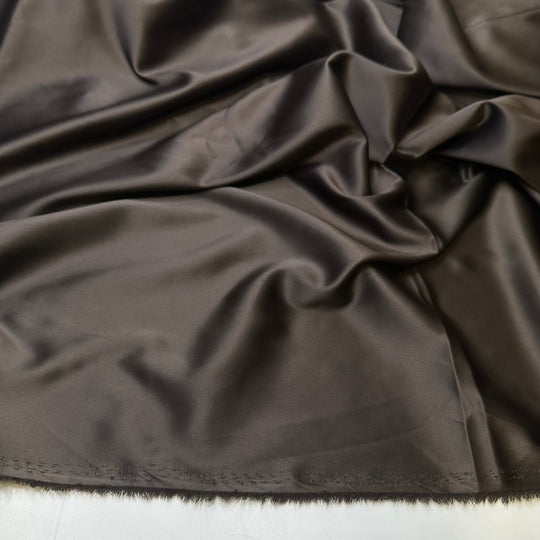 Refill The Chocolate Fondue - Satin Poly Woven - Dark Brown - 3M Bundle - True Deadstock fabric Fabric by private - Sustainable Textile | FABCYCLE