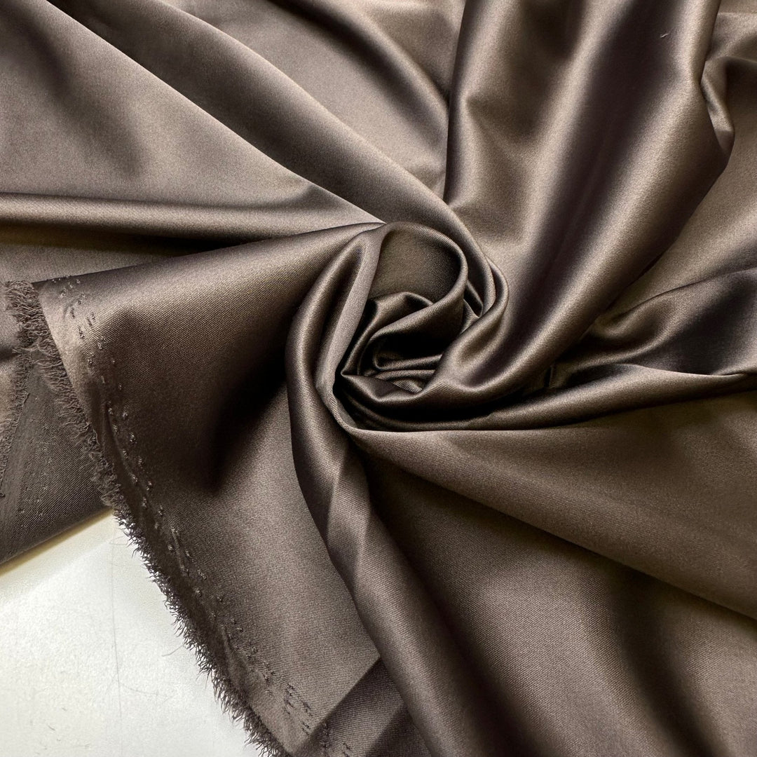 Refill The Chocolate Fondue - Satin Poly Woven - Dark Brown - 3M Bundle - True Deadstock fabric Fabric by private - Sustainable Textile | FABCYCLE
