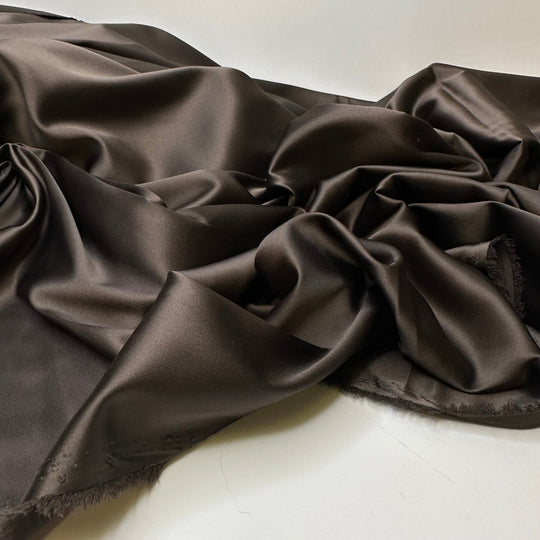Refill The Chocolate Fondue - Satin Poly Woven - Dark Brown - 3M Bundle - True Deadstock fabric Fabric by private - Sustainable Textile | FABCYCLE