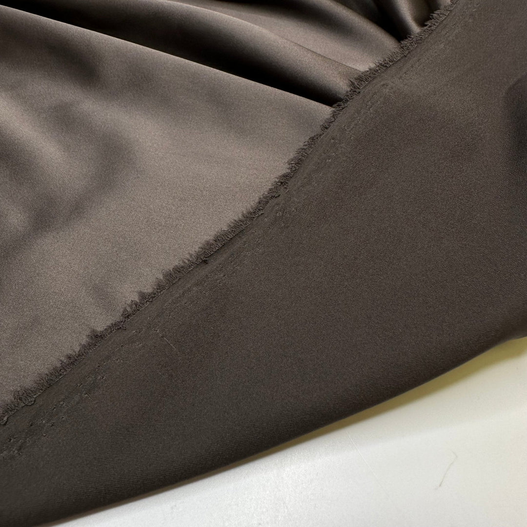 Refill The Chocolate Fondue - Satin Poly Woven - Dark Brown - 3M Bundle - True Deadstock fabric Fabric by private - Sustainable Textile | FABCYCLE