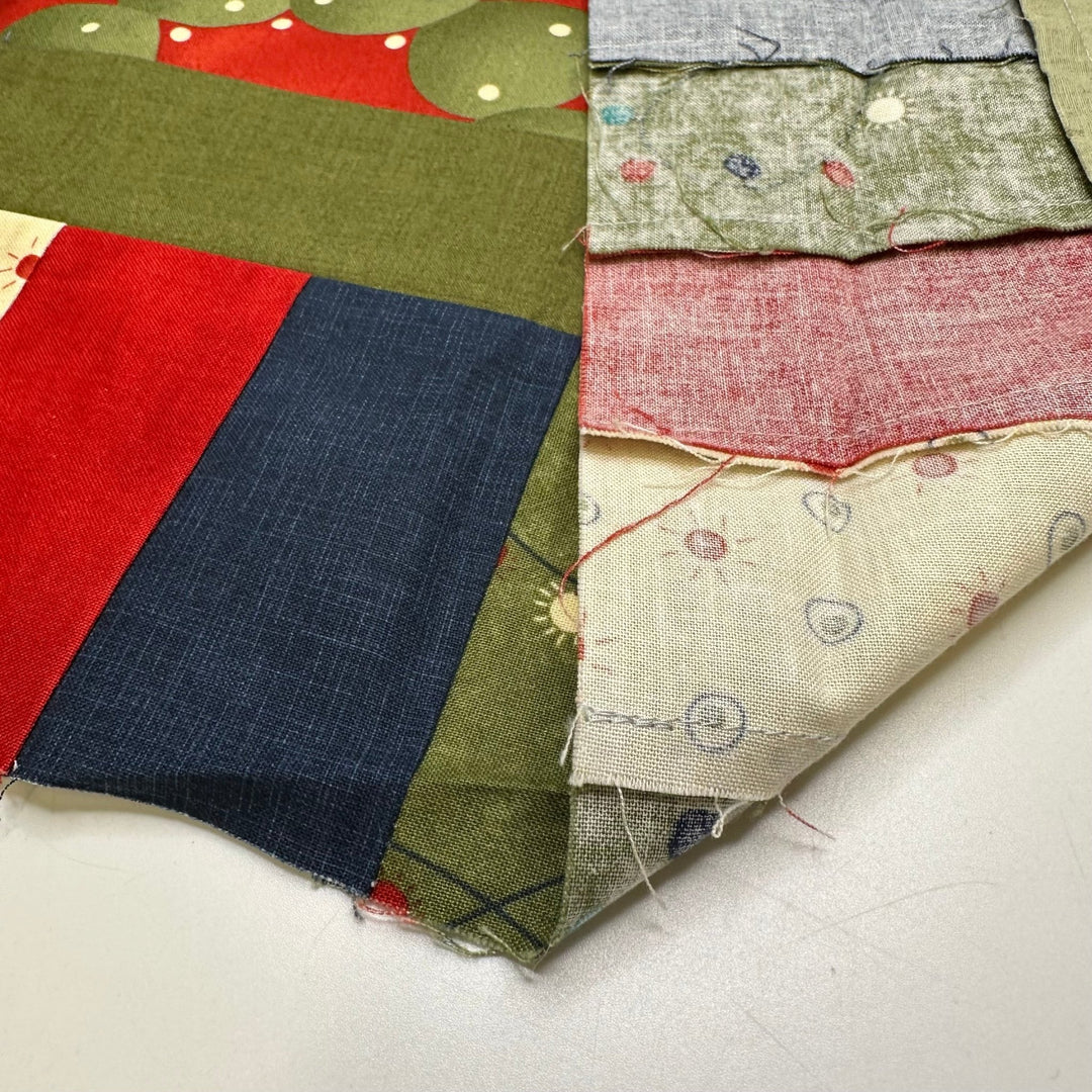 Reindeer Barn Decor - Sewn Quilt Top Cotton Woven - Green Multi Reindeer Motif - 0.78M Bundle - True Deadstock fabric Fabric by private - Sustainable Textile | FABCYCLE