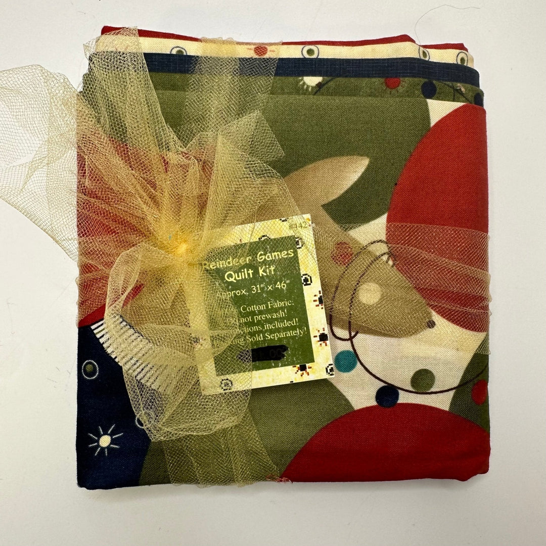 Reindeer Games Quilt Pack - Cotton Woven - Green Multi Reindeer - Small Quilt Pack - True Deadstock fabric Fabric by private - Sustainable Textile | FABCYCLE