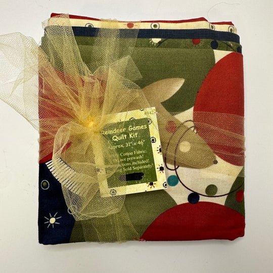 Reindeer Games Quilt Pack - Cotton Woven - Green Multi Reindeer - Small Quilt Pack - True Deadstock fabric Fabric by private - Sustainable Textile | FABCYCLE