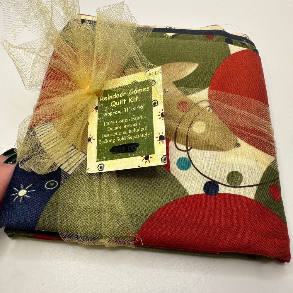 Reindeer Games Quilt Pack - Cotton Woven - Green Multi Reindeer - Small Quilt Pack - True Deadstock fabric Fabric by private - Sustainable Textile | FABCYCLE